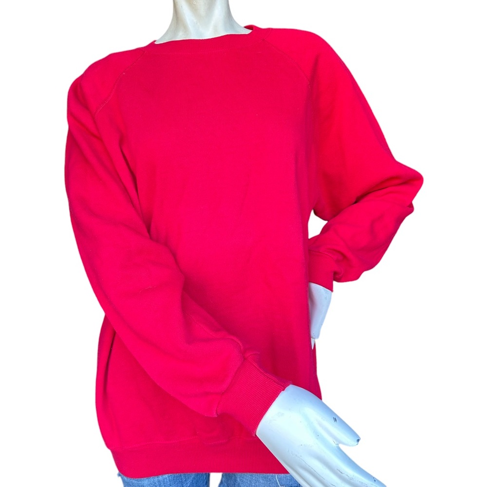 Vintage 90's Hanes 50% 50% Blend Unisex Blank Red Crewneck Sweatshirt XL